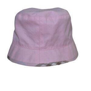 Burberry Cotton Check Trim Bucket Hat Size M Pale Pink Designer Summer